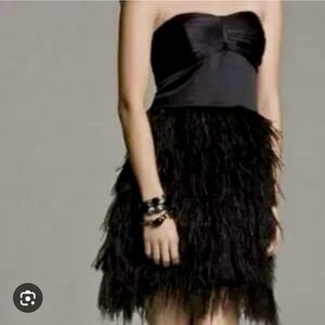 Women’s Express Black Strapless Feathered Cocktail Dress